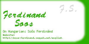ferdinand soos business card